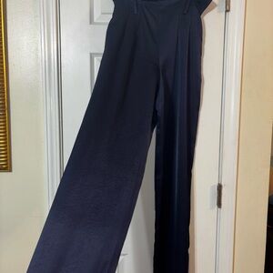 Alythea Blue Wide Leg Pants with Relaxed Fit and Full Length